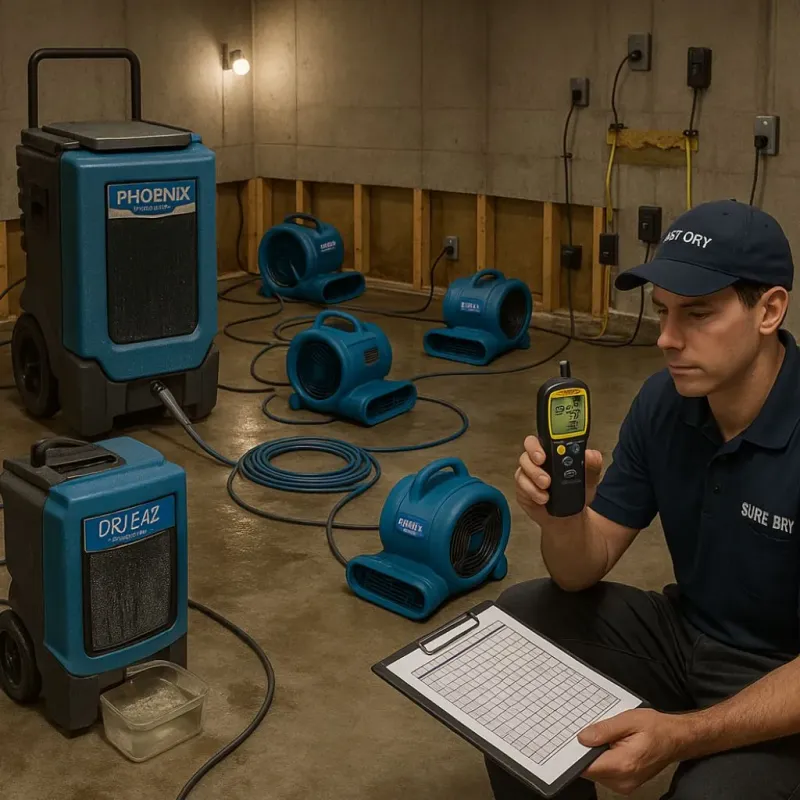 Structural Drying and Dehumidification process in Palmer, MA